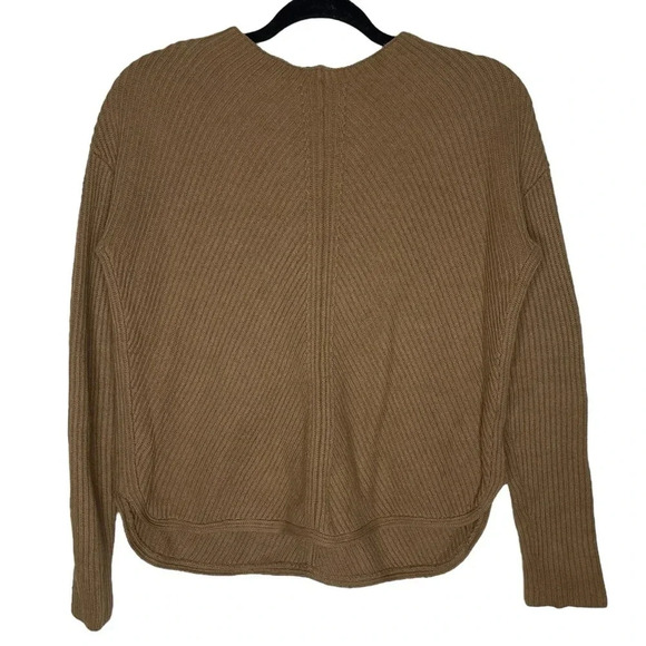 Aritzia Babaton Tan Chalmers Wool Linen Ribbed Long Sleeve Sweater Size XS - Picture 4 of 10